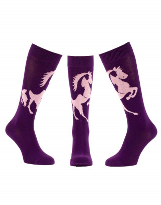 Chaussettes équitation cheval mustang violet rose