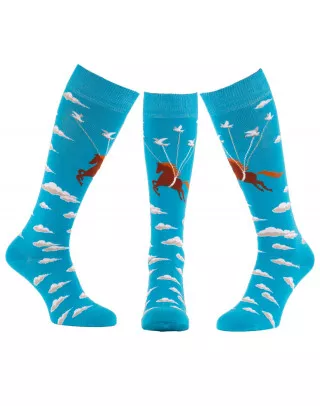 Chaussettes cavalier cheval volant et oiseaux