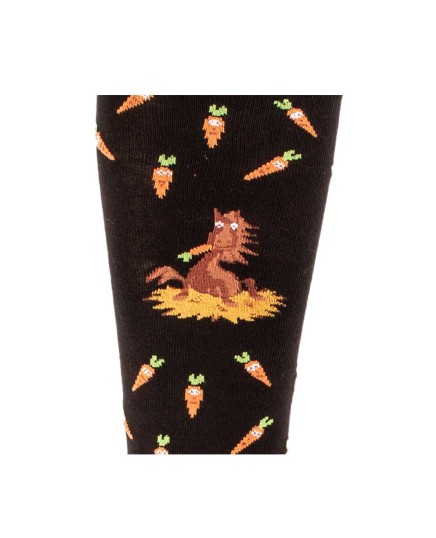 chaussette cheval ou poney avec carottes zoom détail
