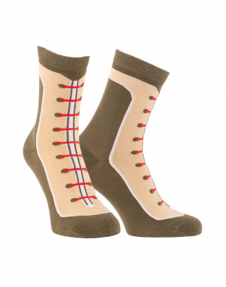 Chaussettes Bottines gris kaki et beige