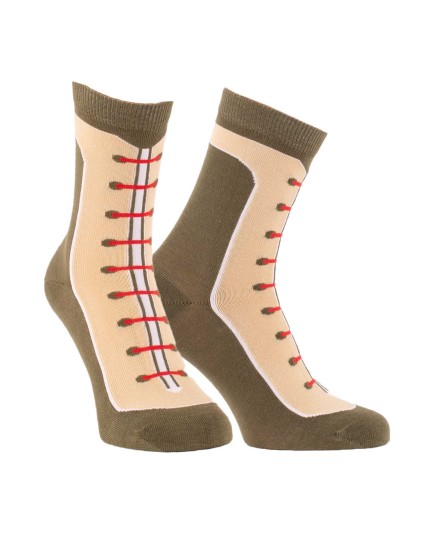 Chaussettes Bottines gris kaki et beige