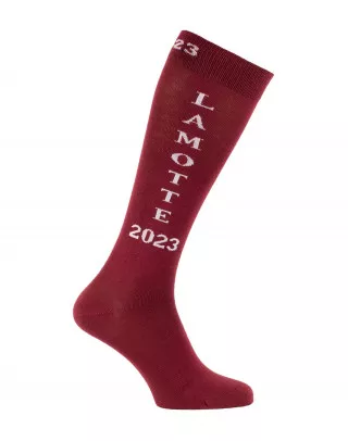 Chaussettes cheval Lamotte 2023 bordeaux et blanc