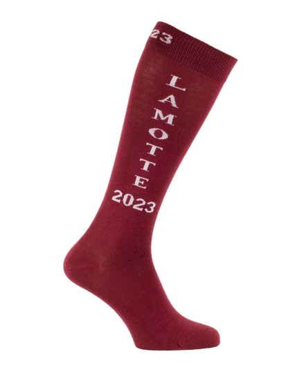 Chaussettes cheval Lamotte 2023 bordeaux et blanc