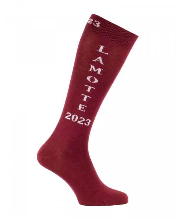Chaussettes cheval Lamotte 2023 bordeaux et blanc