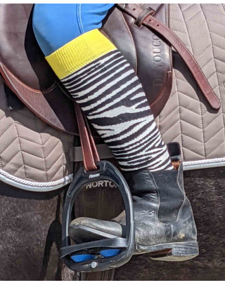 Chaussettes d'équitation peau de zèbre sur cheval