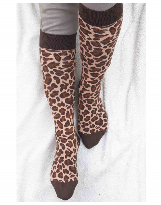 chaussettes d'équitation léopard avec bande marron situation