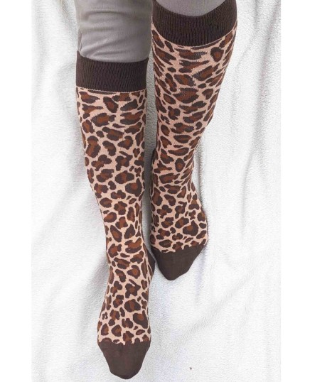 chaussettes d'équitation léopard avec bande marron situation