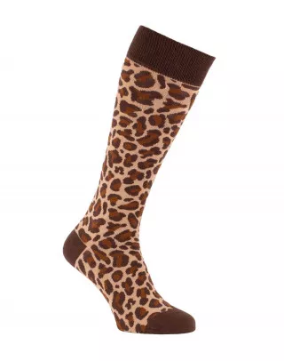 chaussettes d'équitation léopard avec bande marron