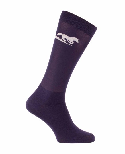 chaussette fine équitation avec motif cheval marine