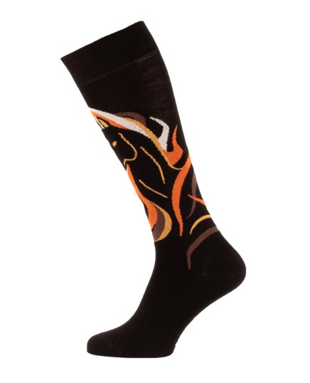 Chaussette fantaisie equitation cheval crinière noir profil