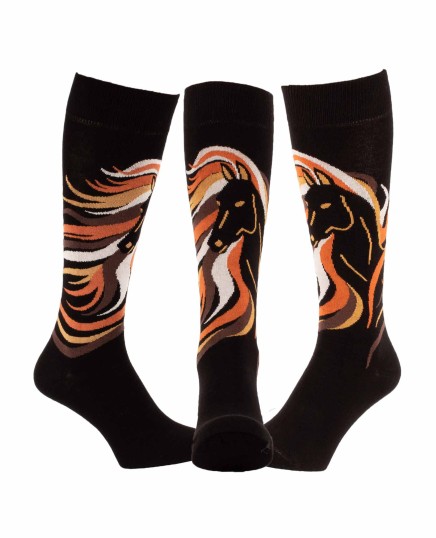 Chaussette fantaisie equitation cheval crinière noir