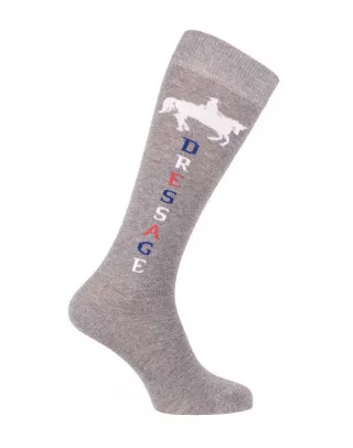 Chaussettes d'équitation Champion Dressage gris chiné foncé bleu blanc rouge