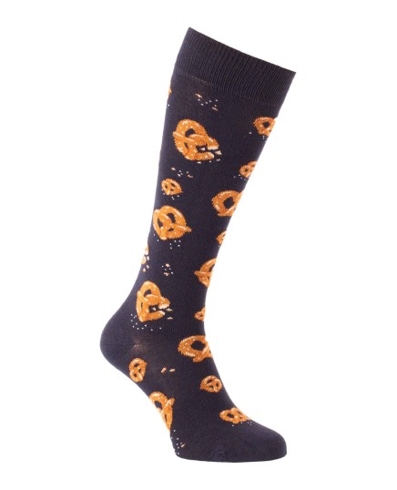Chaussettes fantaisie équitation Bretzels marine de 3/4