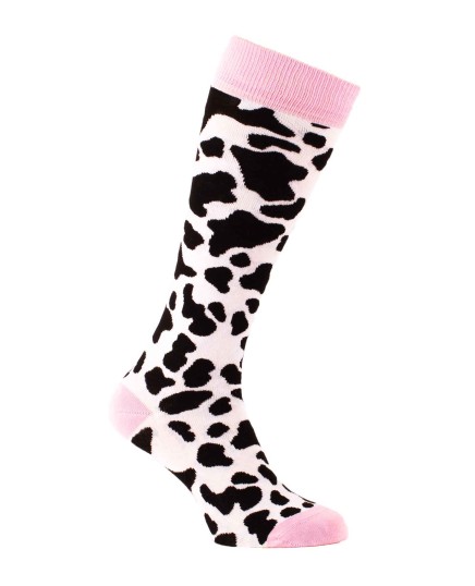 Chaussettes fantaisie vache rose pour l'équitation