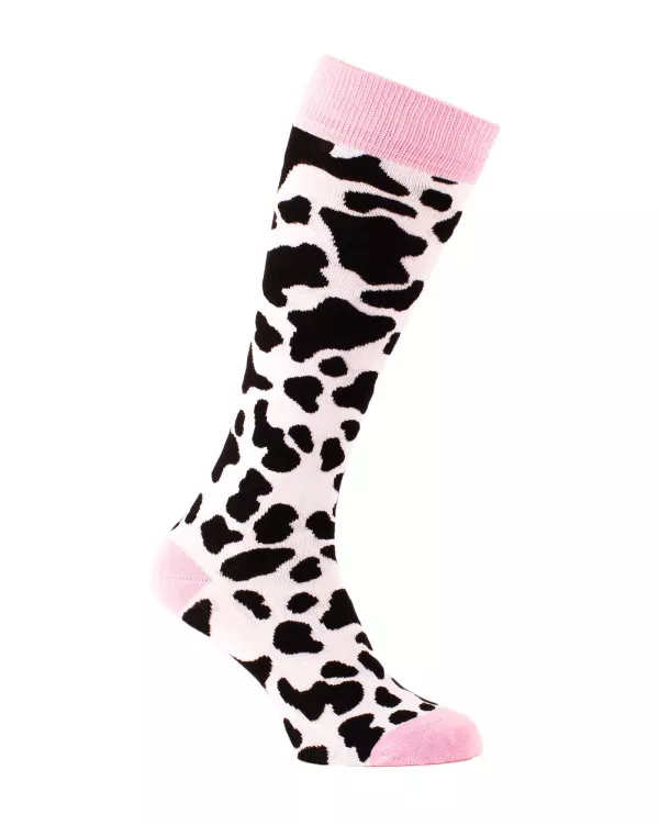 Chaussettes fantaisie vache rose pour l'équitation