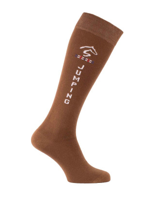 Chaussettes d'équitation Jumping Jump'Oxer caramel foncé et blanc