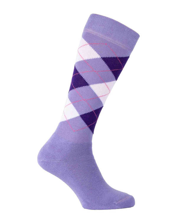 chaussettes montantes chaudes écossais mauve