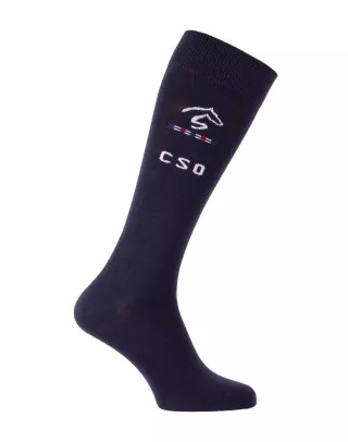 chaussettes d'équitation CSOxer marine et blanc horizontal