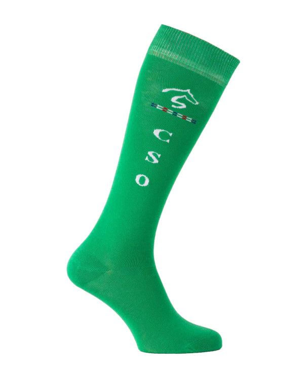 chaussettes d'équitation CSOxer vert blanc