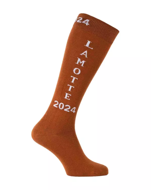 Chaussettes d'équitation Lamotte 2024 caramel et blanc Chaussettes d'équitation Lamotte 2024 caramel et blanc