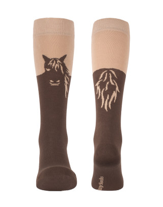 Chaussettes cheval fantaisie Calypso écru caramel