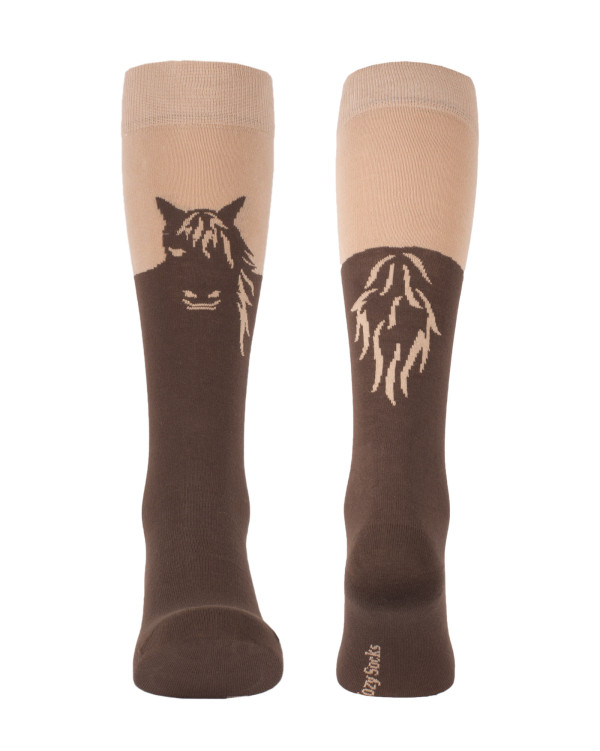 Chaussettes cheval fantaisie Calypso écru caramel