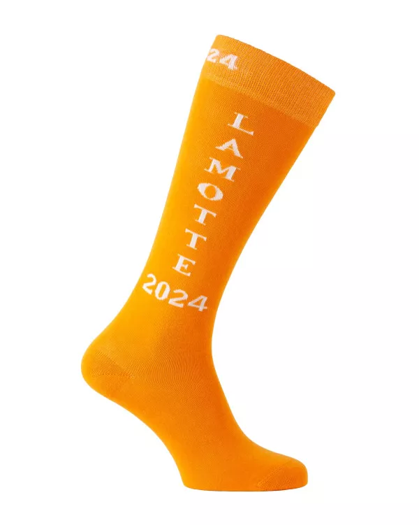 Chaussettes d'équitation Lamotte 2024 orange et blanc