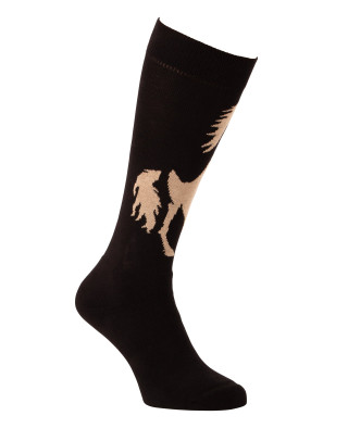 Chaussette cheval hautes molletonnées Mustang noir et beige profil droit