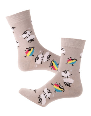 Chaussettes courtes moutons gris clair panorama