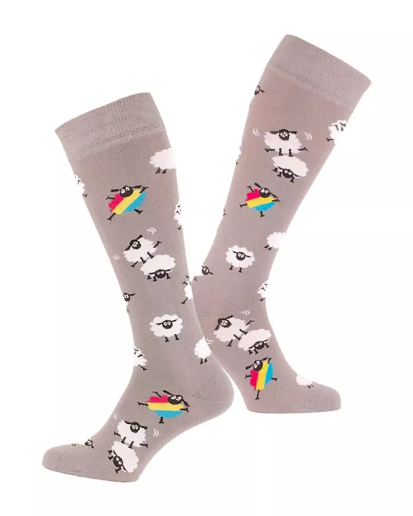 Chaussettes cavalier mouton gris clair panorama