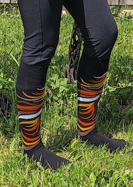 Chaussette fantaisie equitation cheval crinière noir situation