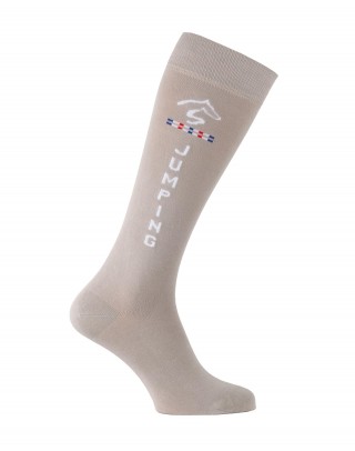 Chaussettes d'équitation Jumping Jump'Oxer gris clair et blanc