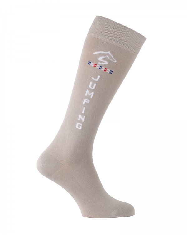 Chaussettes d'équitation Jumping Jump'Oxer gris clair et blanc