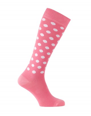 Chaussettes d'équitation à Pois rose et blanc