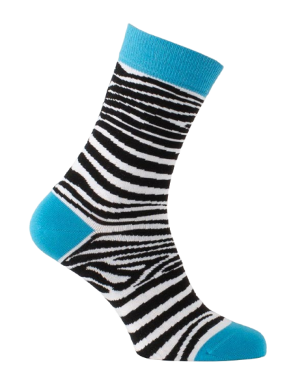 Chaussettes courtes motif zèbre turquoise