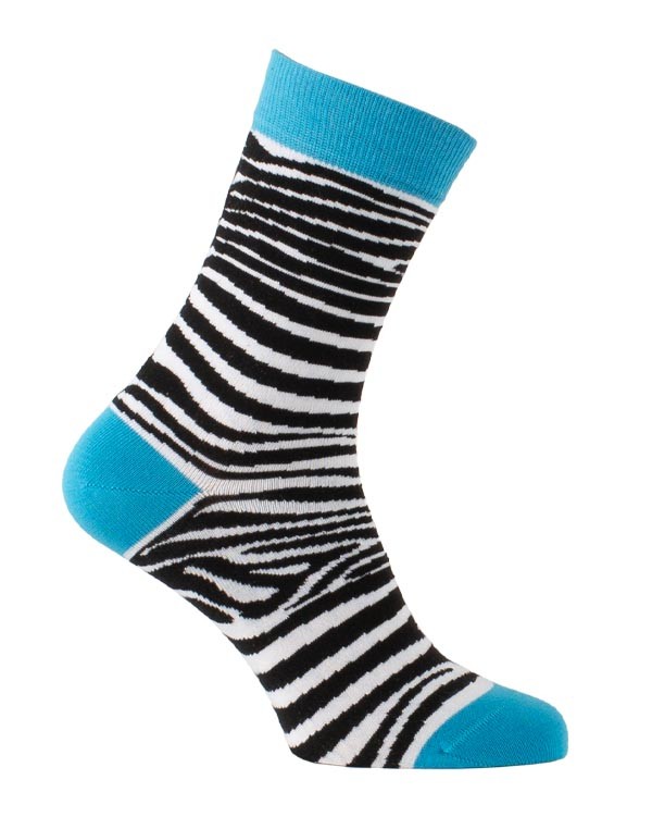 Chaussettes courtes motif zèbre turquoise