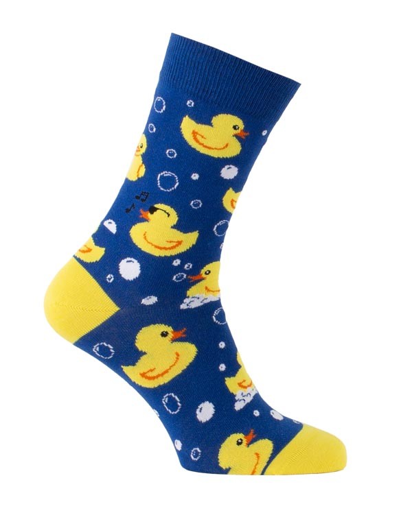 Chaussettes fantaisie avec canards jaunes en plastique