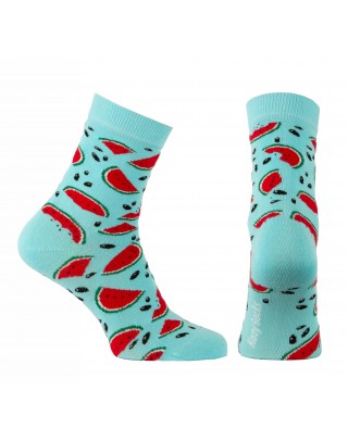 chaussettes courtes pastèques party turquoise clair stomboscope