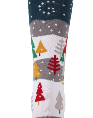 Chaussettes montante équitation avec sapins et neige arrière