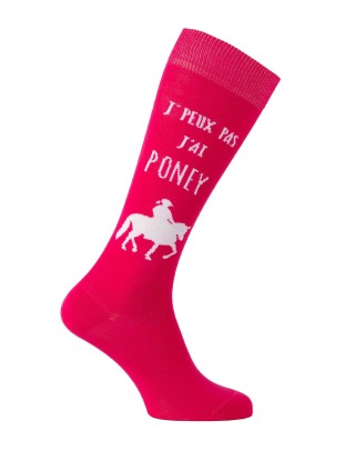 Chaussettes fuchsia pour l'équitation J'peux pas j'ai poney