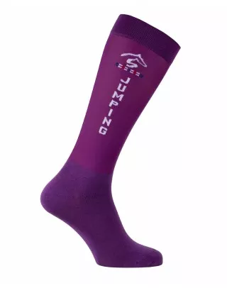 Chaussettes équitation fines Jumping Jump'Oxer violet et blanc