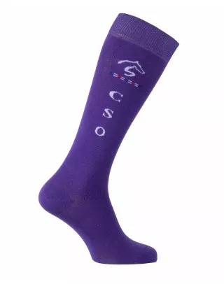 chaussettes d'équitation CSOxer violine et blanc