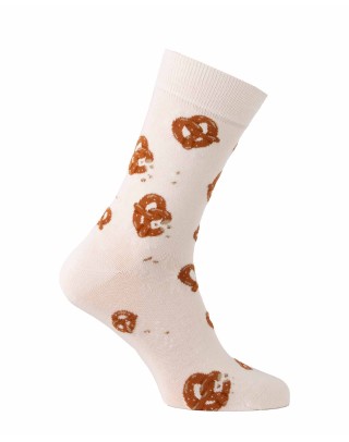 Chaussettes fantaisie Bretzels écru profil