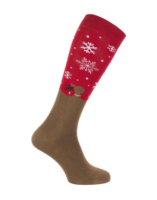 Chaussettes fantaisie équitation avec rennes de Noël