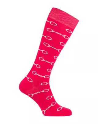 Chaussettes d'équitation Mordicus avec des mors en fuchsia blanc