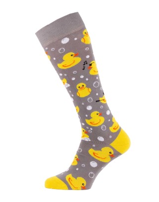 Chaussettes d'équitation fantaisie Canard gris profil gauche