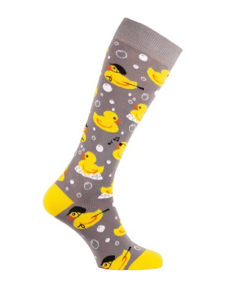 Chaussettes d'équitation fantaisie Canard gris profil droit