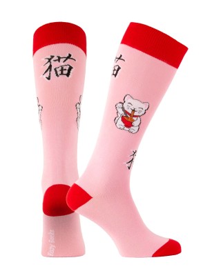 Japanese Maneki Neko cat equestrian socks