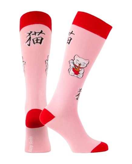 Chaussettes montantes chat porte-bonheur japonais