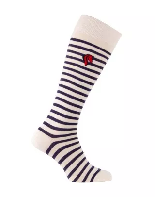 Knee-high socks with sailor stripes and horse